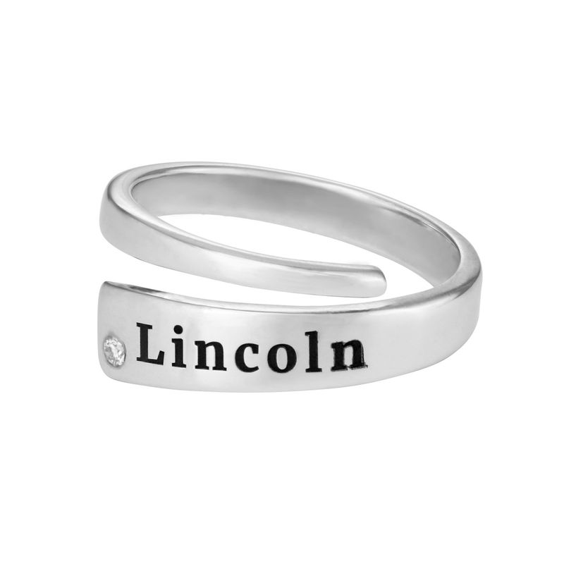 Custom Wrap Name Ring with Cubic Zirconia in Silver-2 product photo