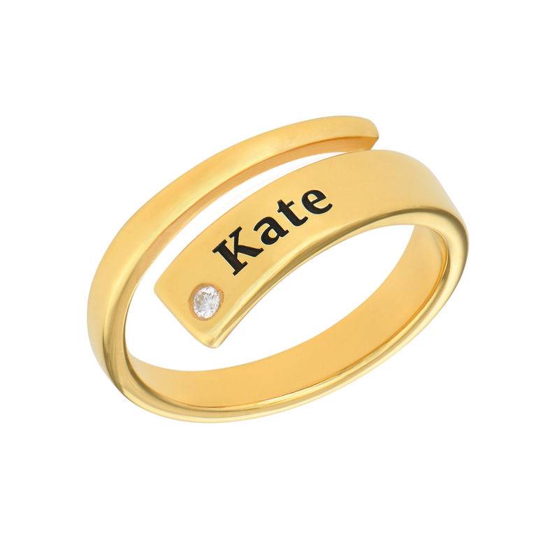 Custom Wrap Name Ring with Diamond in Gold Plating-1 product photo