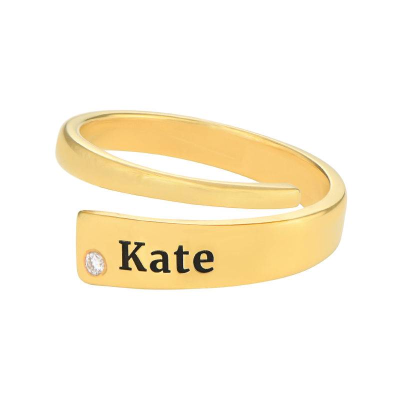 Custom Wrap Name Ring with Diamond in Gold Plating-2 product photo