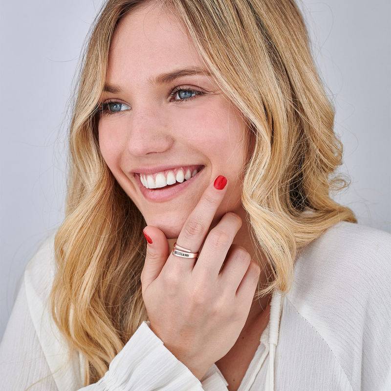 Custom Wrap Name Ring with Diamond in Rose Gold Plating-3 product photo