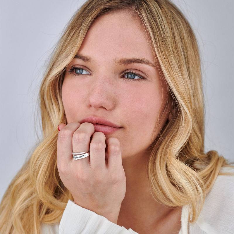 Custom Wrap Name Ring with Diamond in Silver-3 product photo