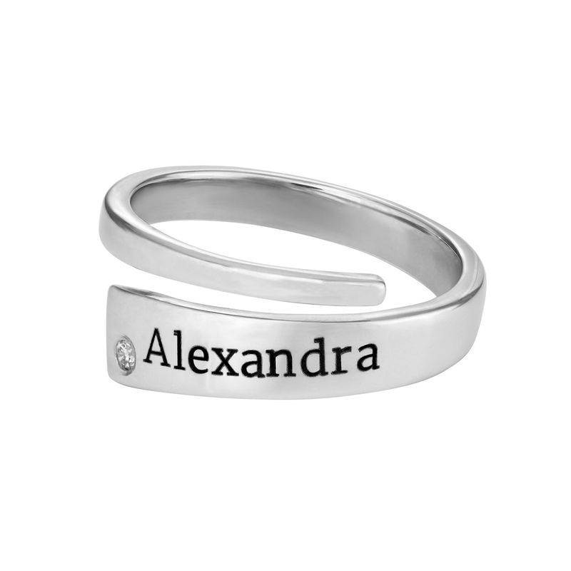 Custom Wrap Name Ring with Diamond in Silver-2 product photo