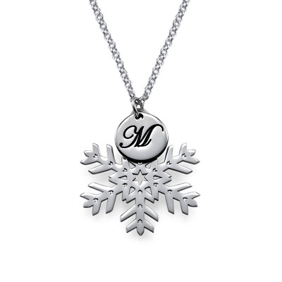Cut Out Snowflake Necklace with Initial Pendant-2 product photo
