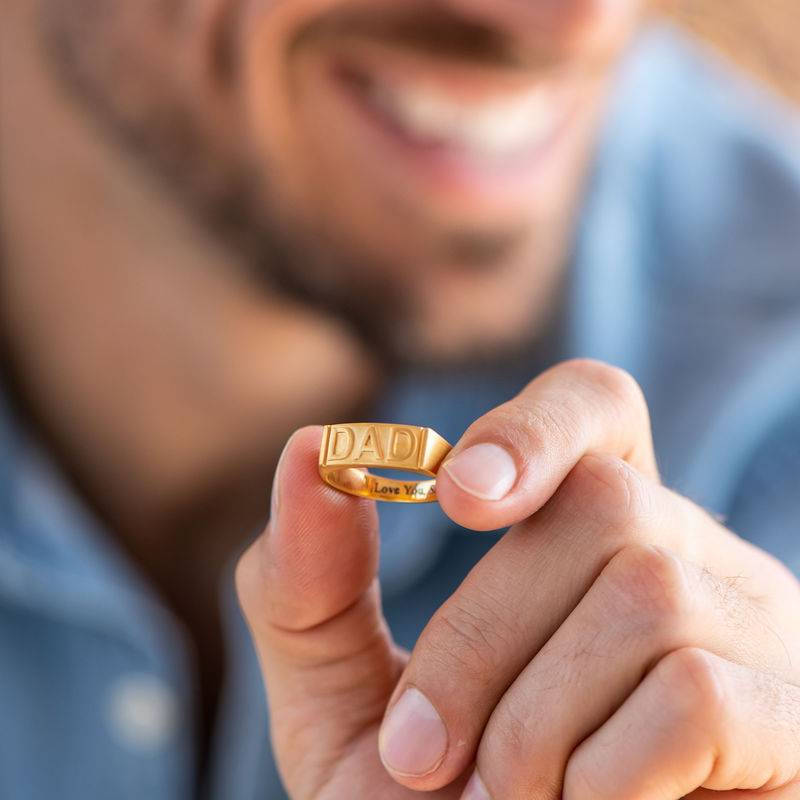 Dad Ring with Backside Engraving in 18K Gold Plating-5 product photo