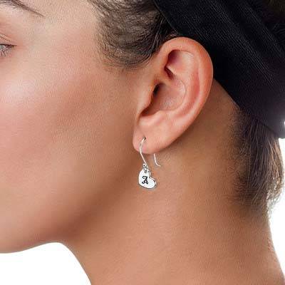 Dangling Heart Earrings with Initial-2 product photo