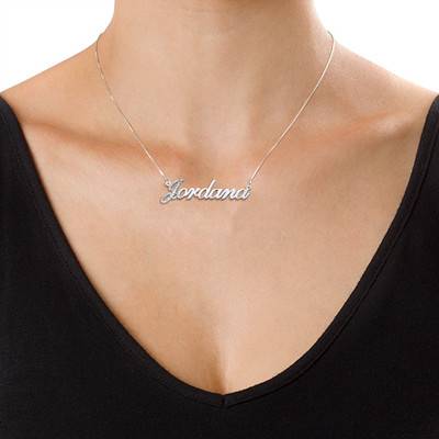 Diamond Capital Letter 14k White Gold Name Necklace-2 product photo