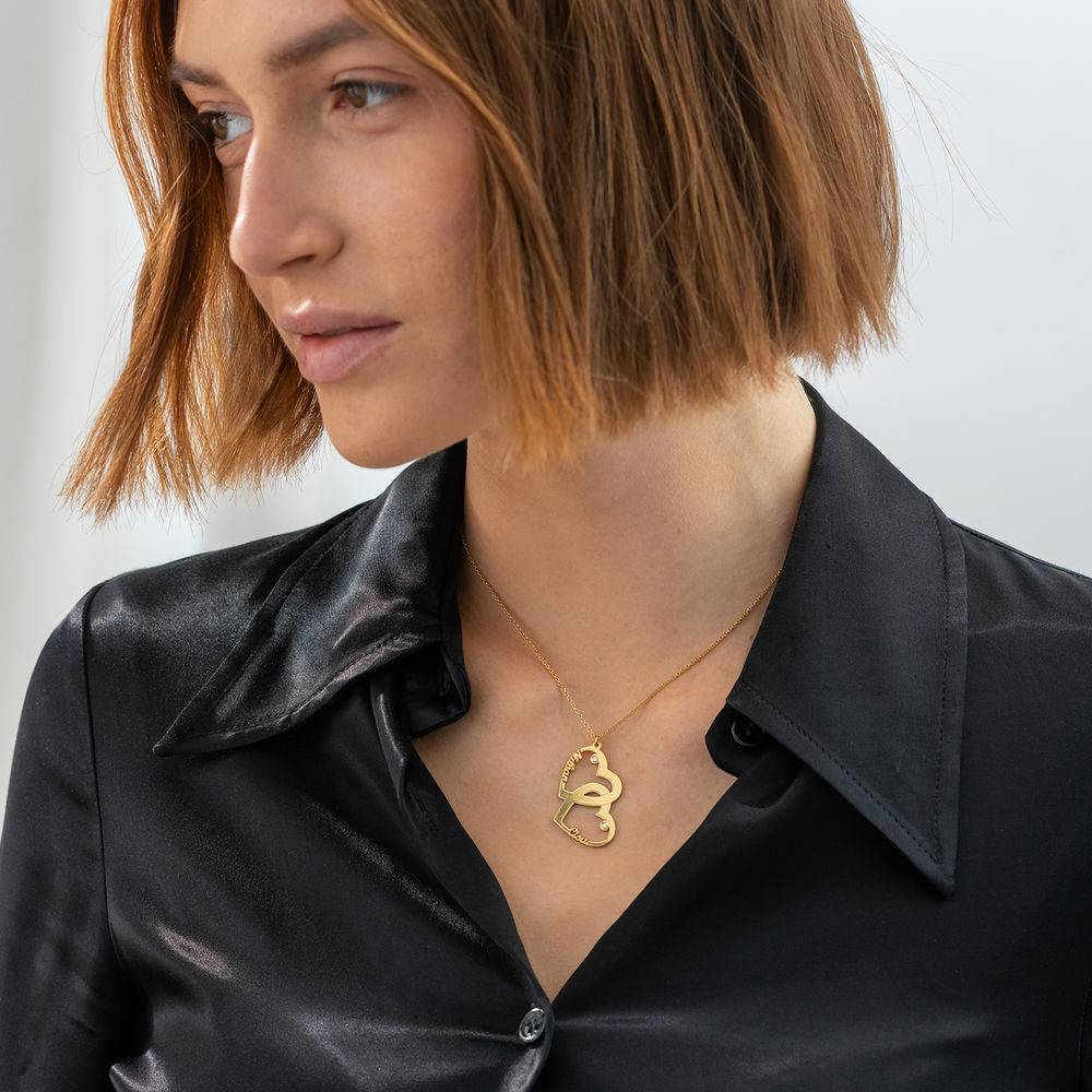 Diamond Heart in Heart Necklace in 18k Gold Plating-2 product photo