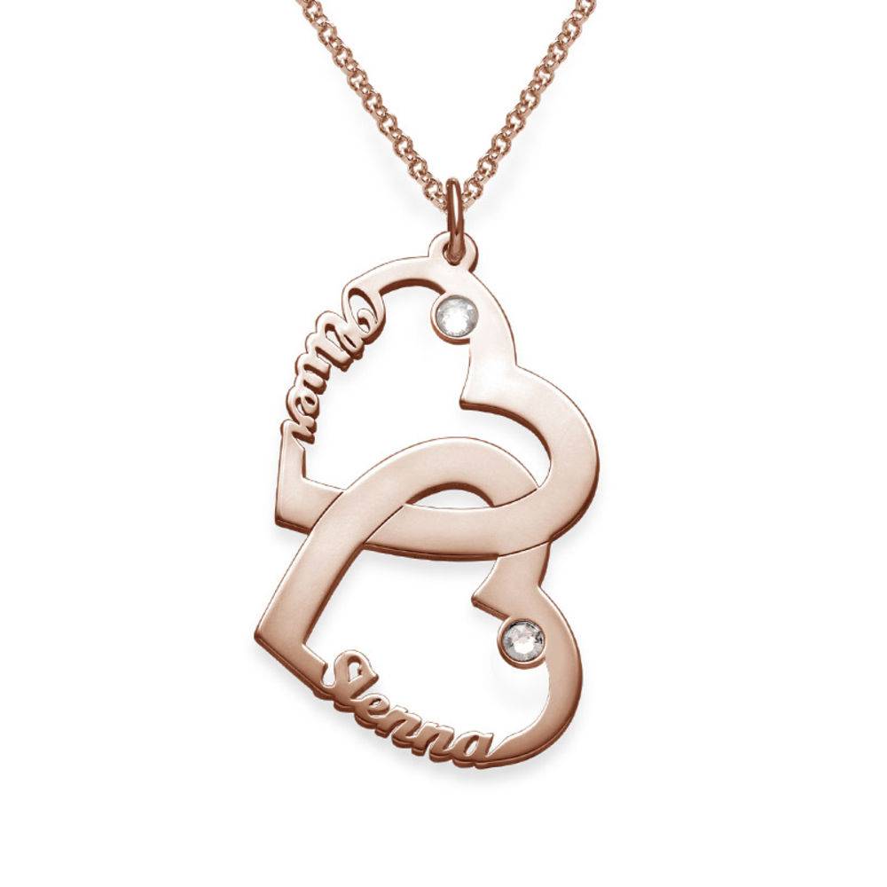 Diamond Heart in Heart Necklace in 18k Rose Gold Plating-1 product photo