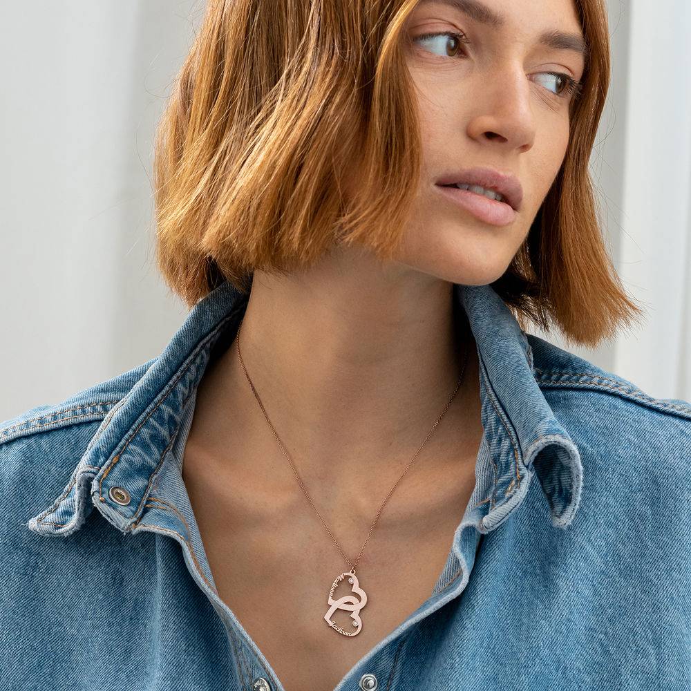 Diamond Heart in Heart Necklace in 18k Rose Gold Plating-2 product photo