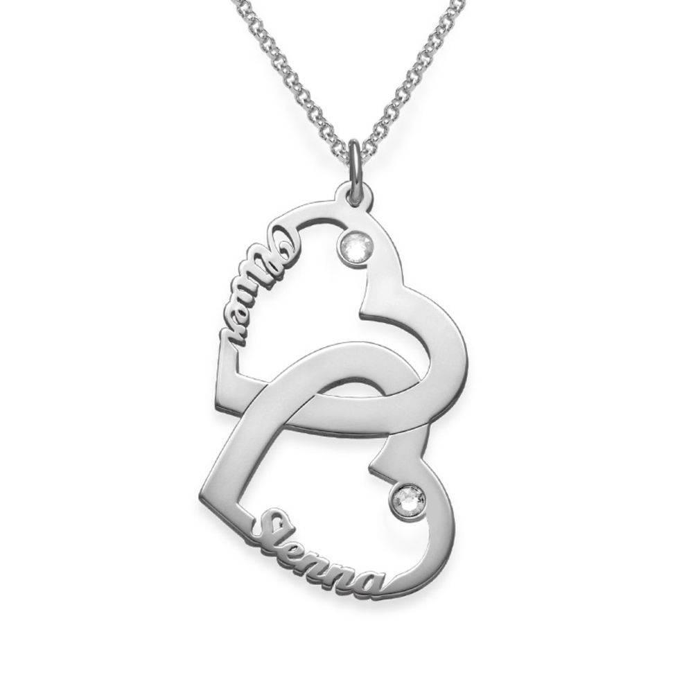 Diamond Heart in Heart Necklace in Sterling Silver-1 product photo