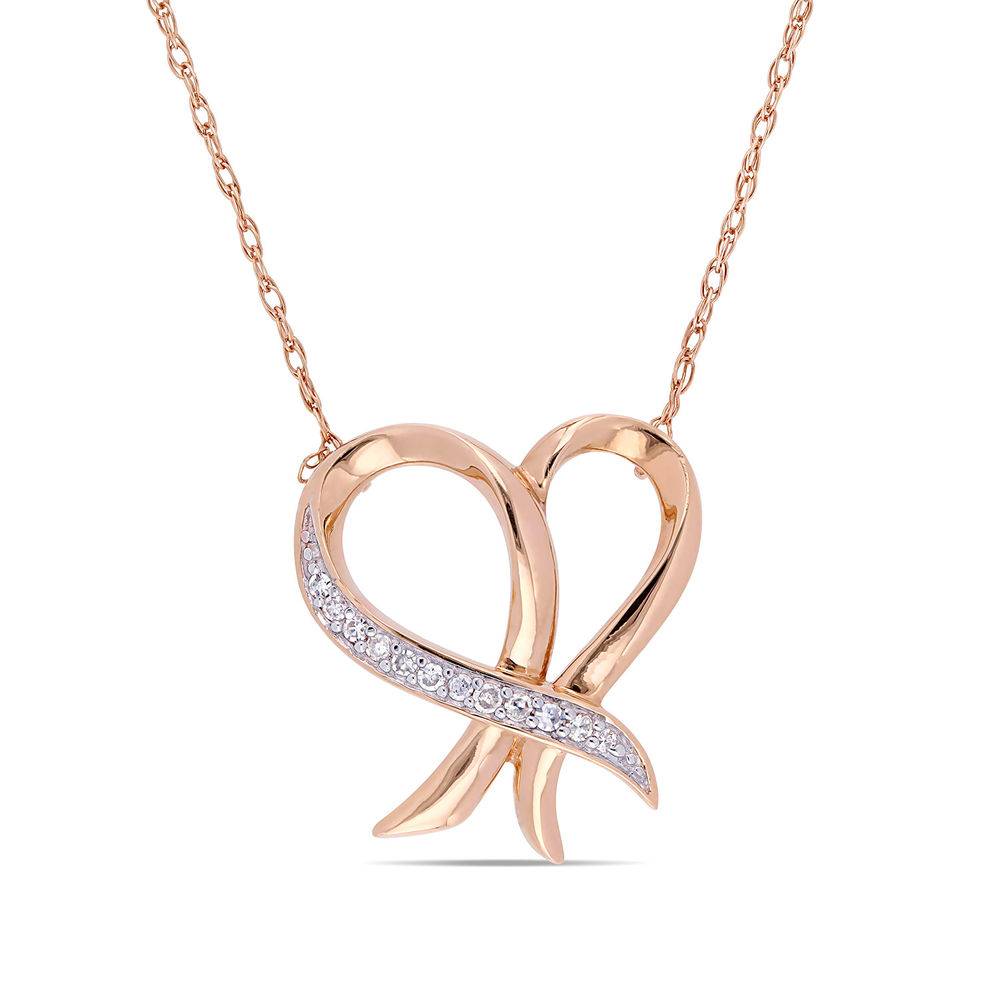 Diamond Heart Necklace Pendant in 10k Rose Gold-1 product photo