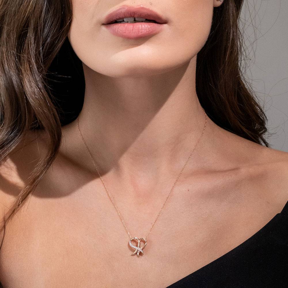 Diamond Heart Necklace Pendant in 10k Rose Gold-3 product photo