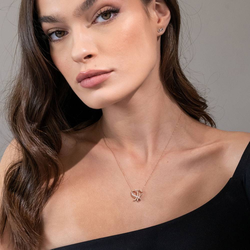 Diamond Heart Necklace Pendant in 10k Rose Gold-4 product photo