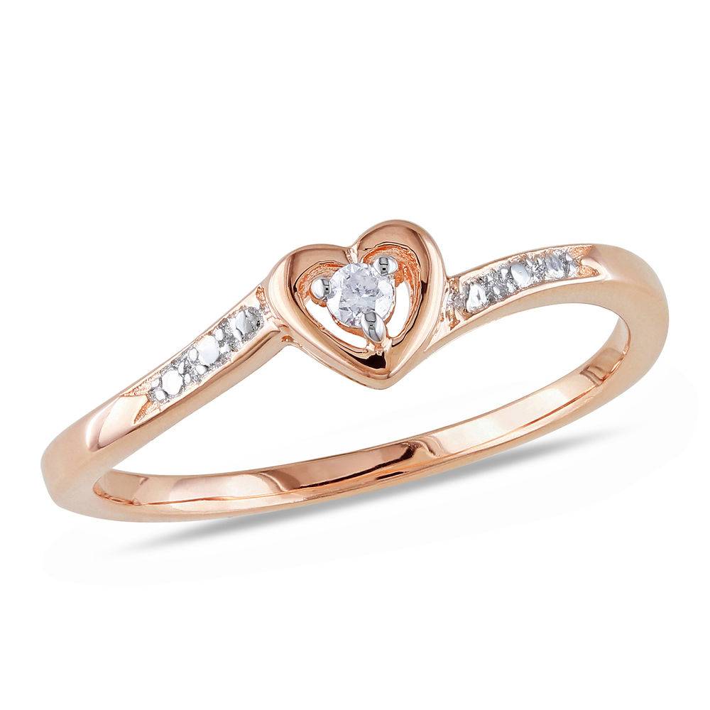 Diamond Heart Ring in Rose Gold Plated Sterling Silver-1 product photo