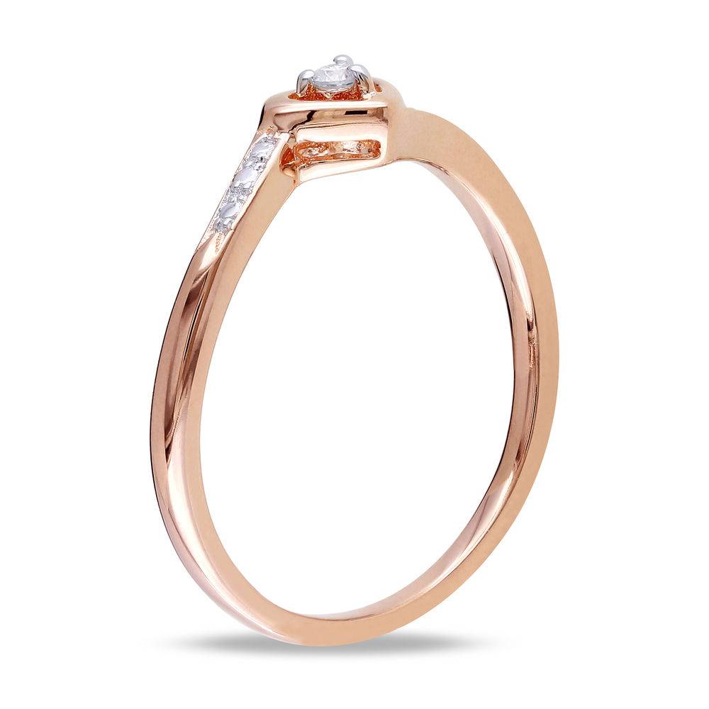 Diamond Heart Ring in Rose Gold Plated Sterling Silver-2 product photo