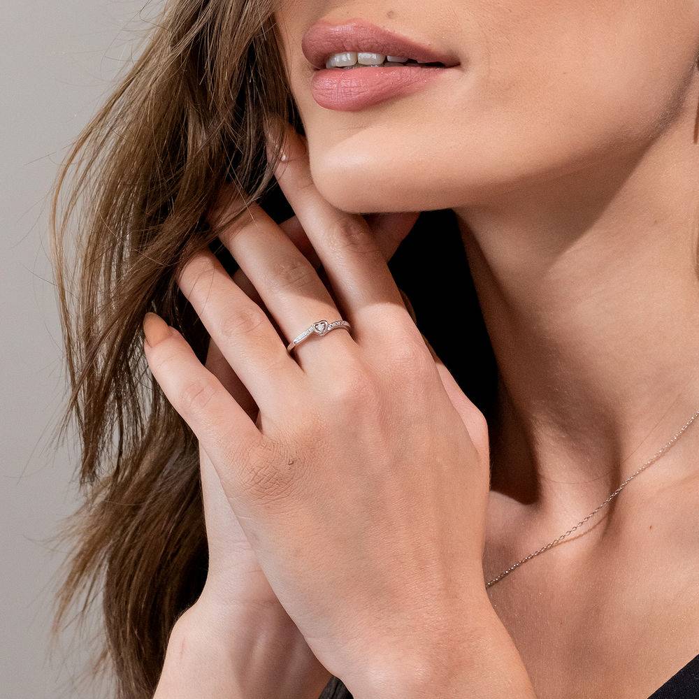 Diamond Heart Ring in Sterling Silver-3 product photo