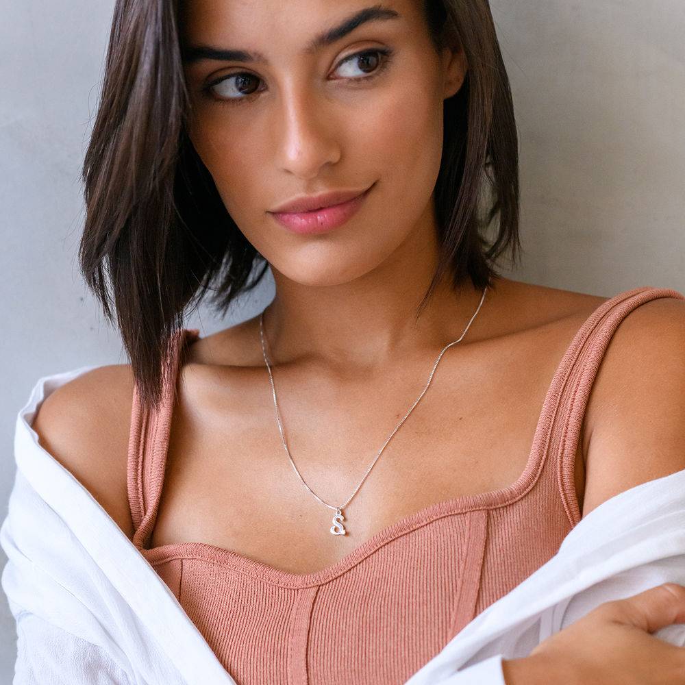 Diamond initial necklace in Sterling Silver-3 product photo