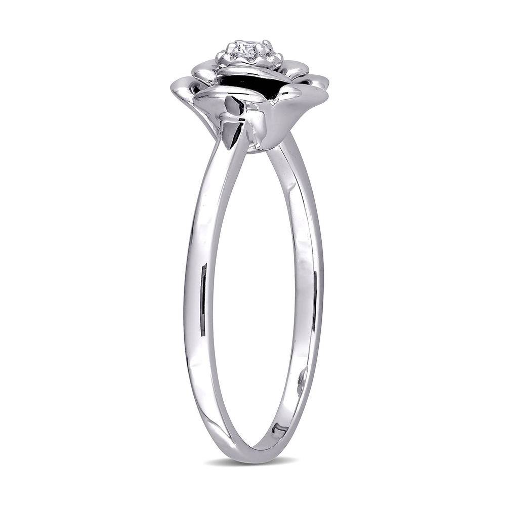 Diamond Rose Flower Ring in Sterling Silver-2 product photo