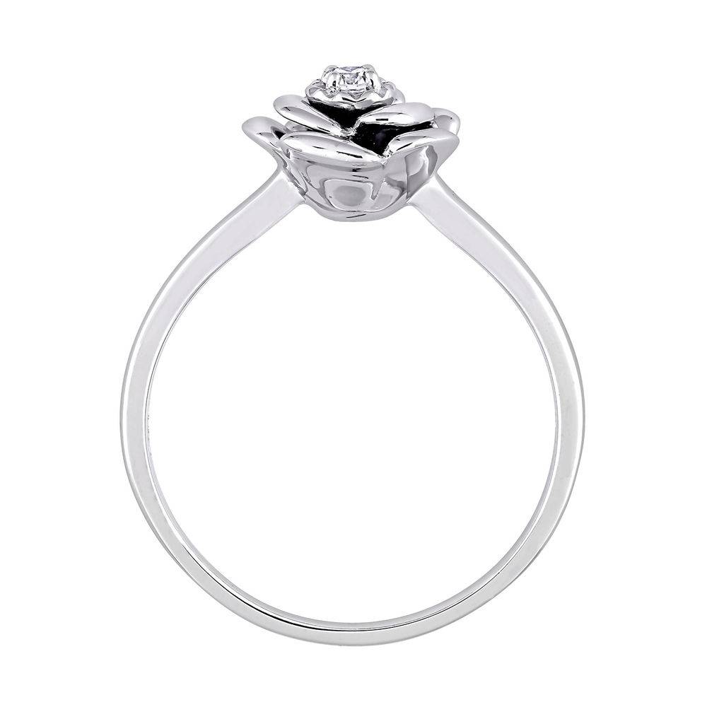 Diamond Rose Flower Ring in Sterling Silver-3 product photo