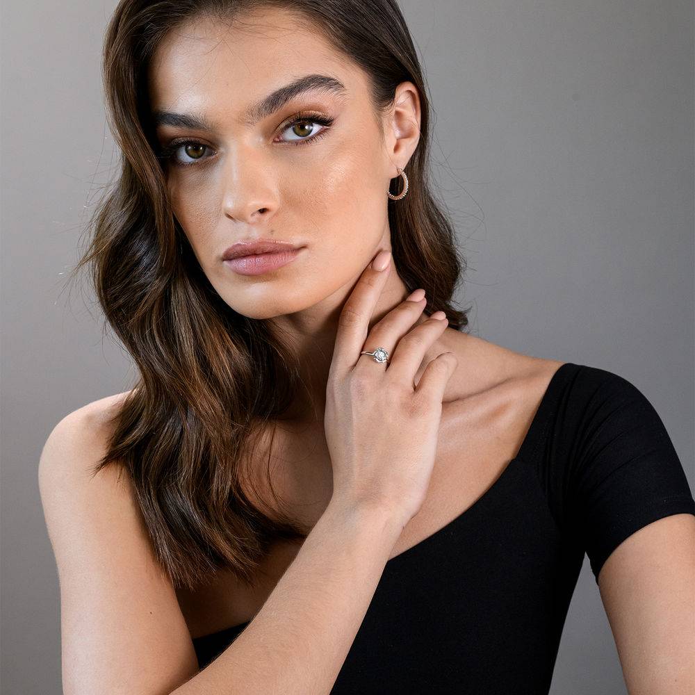 Diamond Rose Flower Ring in Sterling Silver-5 product photo