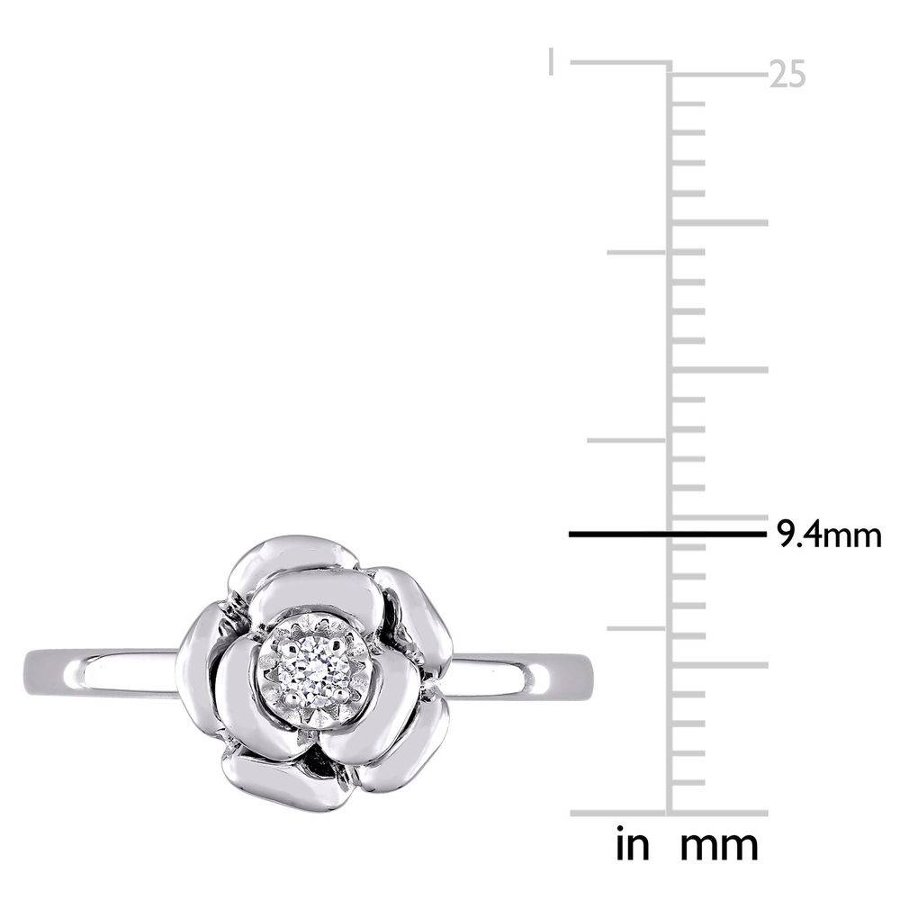 Diamond Rose Flower Ring in Sterling Silver-6 product photo