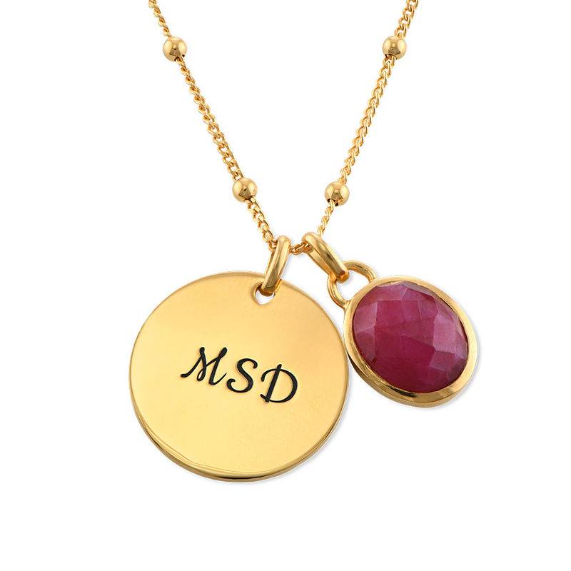 Disc Necklace in Gold Plating with Semi-Precious Gemstone-2 Disc Necklace in Gold Plating with Semi-Precious Gemstone-2 product photo
