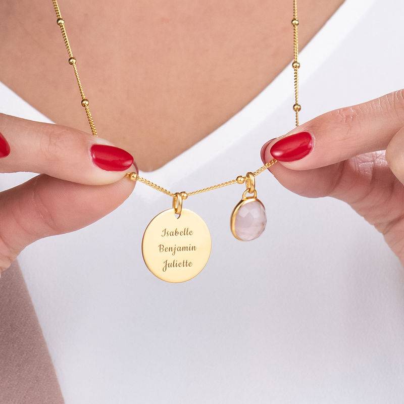 Disc Necklace in Gold Plating with Semi-Precious Gemstone-4 Disc Necklace in Gold Plating with Semi-Precious Gemstone-4 product photo