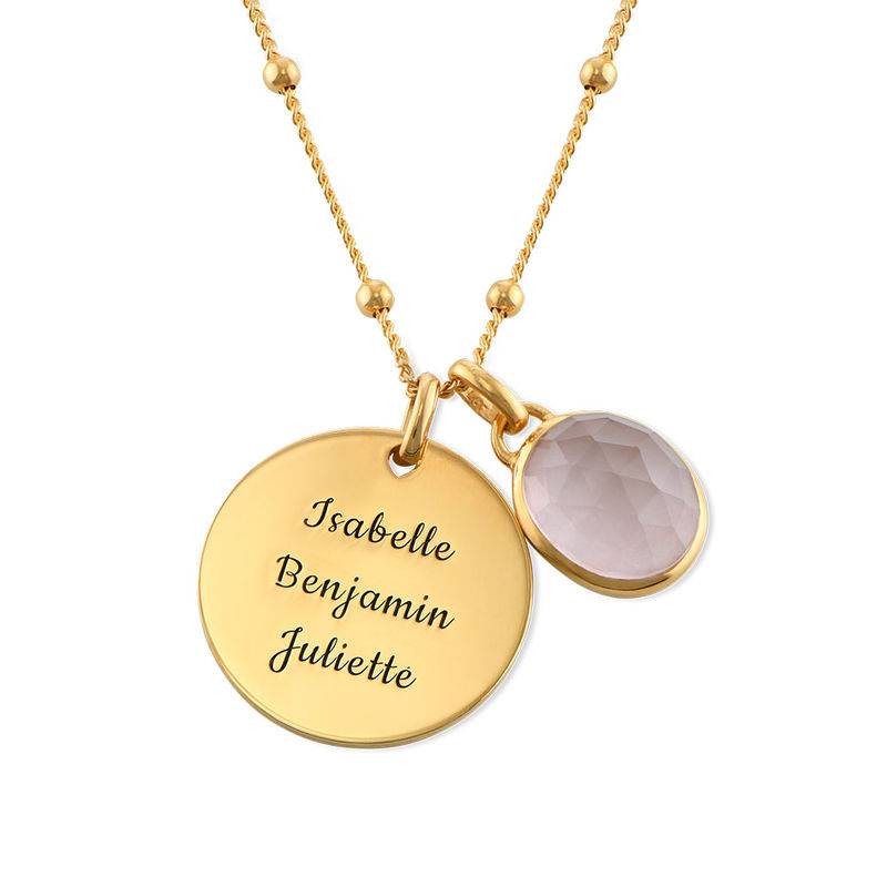 Disc Necklace in Gold Plating with Semi-Precious Gemstone-1 Disc Necklace in Gold Plating with Semi-Precious Gemstone-1 product photo