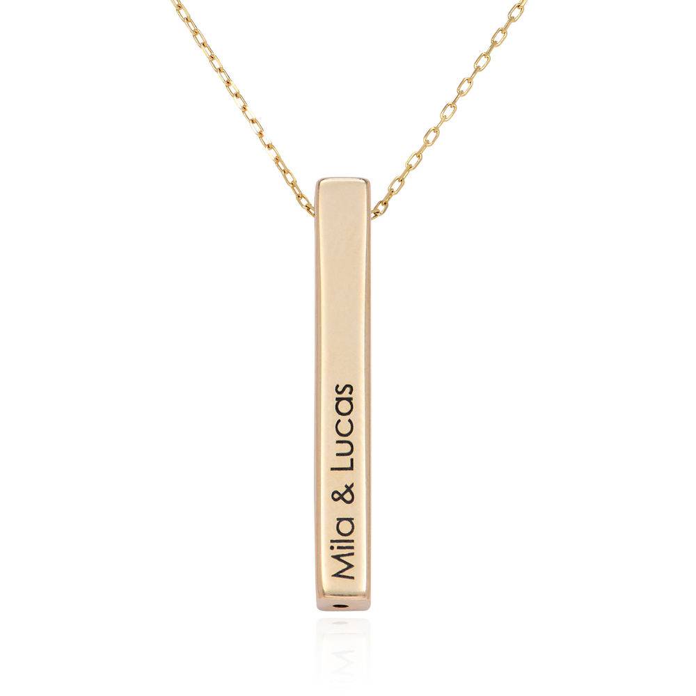 Engraved 3D Bar Necklace in 10K Gold-1 product photo