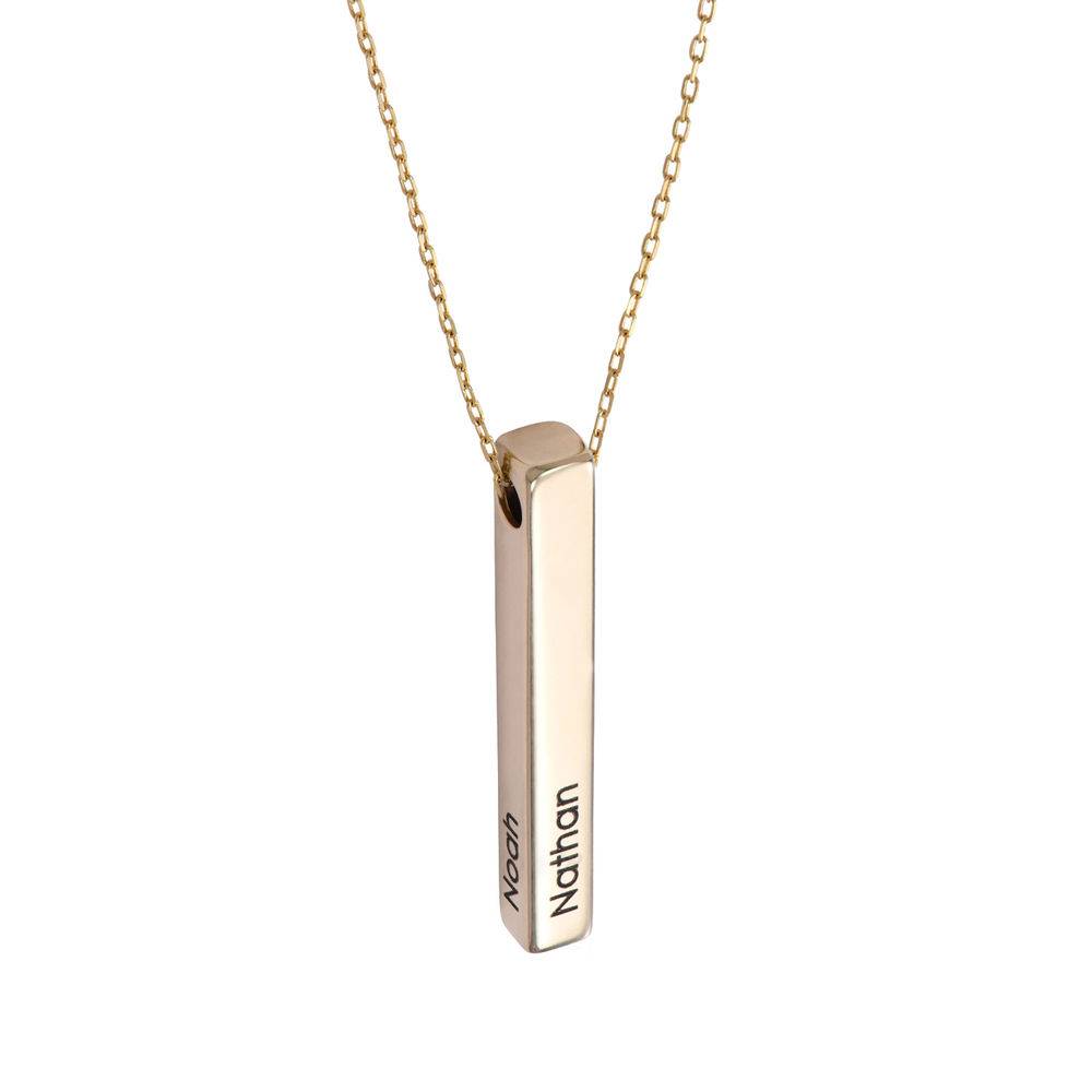 Engraved 3D Bar Necklace in 10K Gold-2 product photo