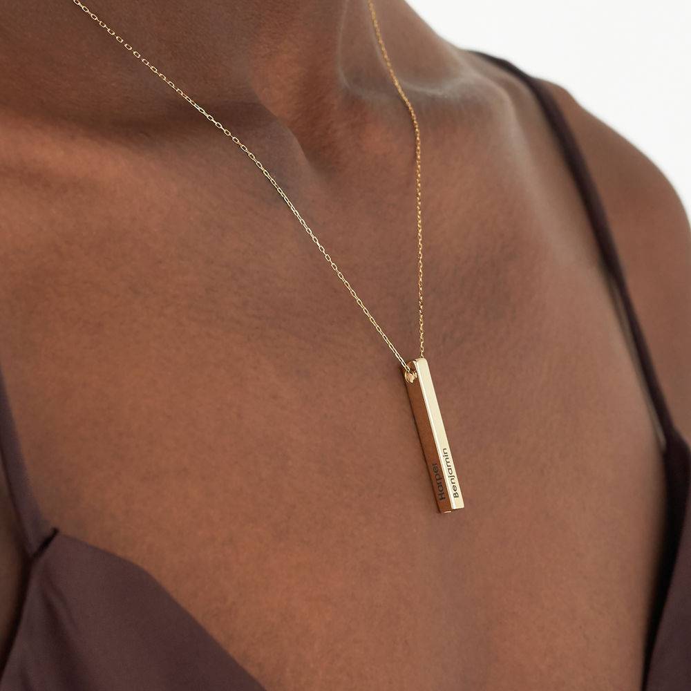 Engraved 3D Bar Necklace in 10K Gold-5 product photo