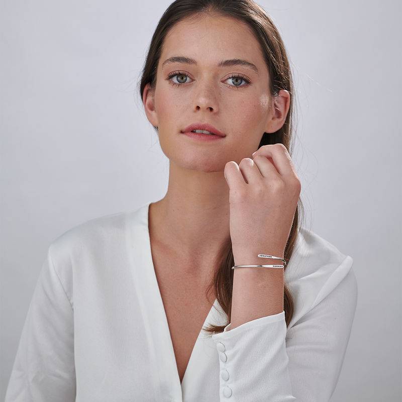 Engraved Adjustable Silver Cuff Bracelet-3 product photo