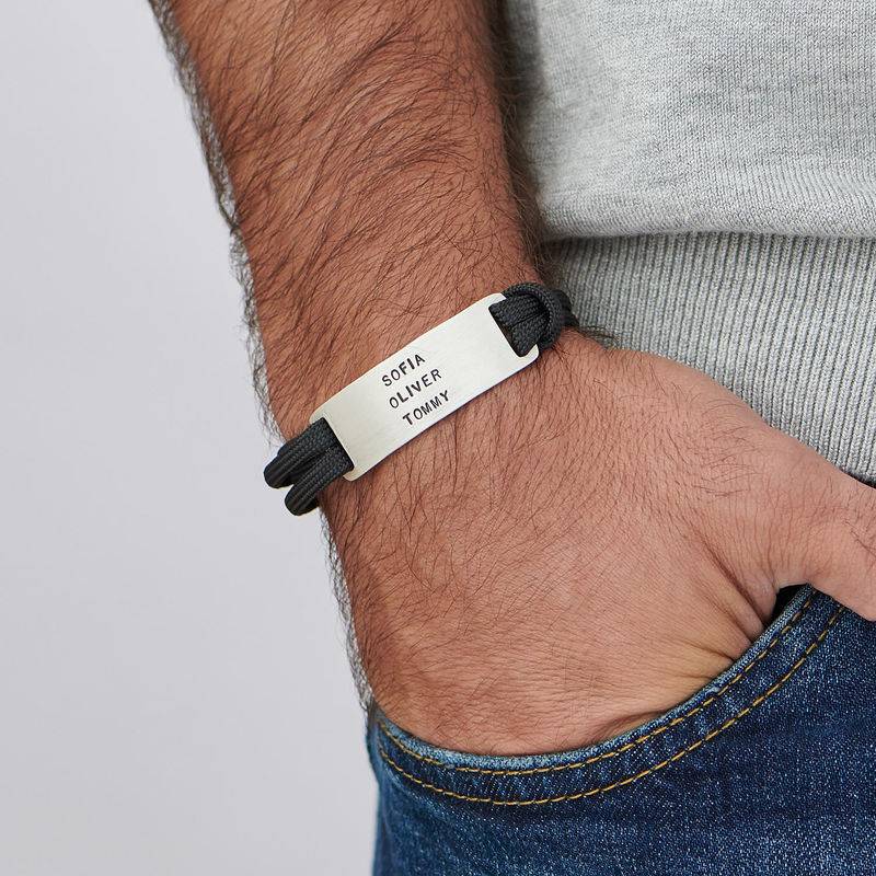 Engraved Bar Cord Bracelet For Men-4 product photo