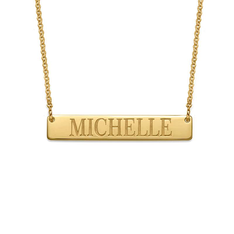 Engraved Bar Necklace in 18k Gold Plating-1 product photo