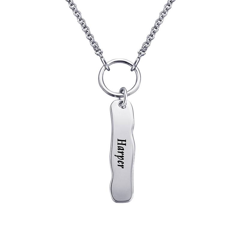 Engraved Bar Necklace with Bird Charm-2 product photo