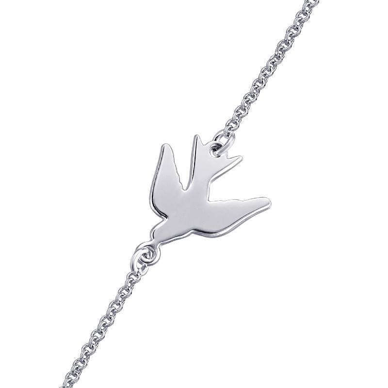Engraved Bar Necklace with Bird Charm-3 product photo