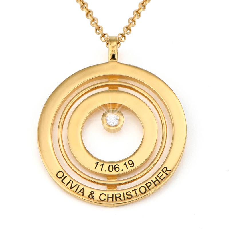 Engraved Circle of Life Necklace in Gold Plating with Diamond-1 product photo