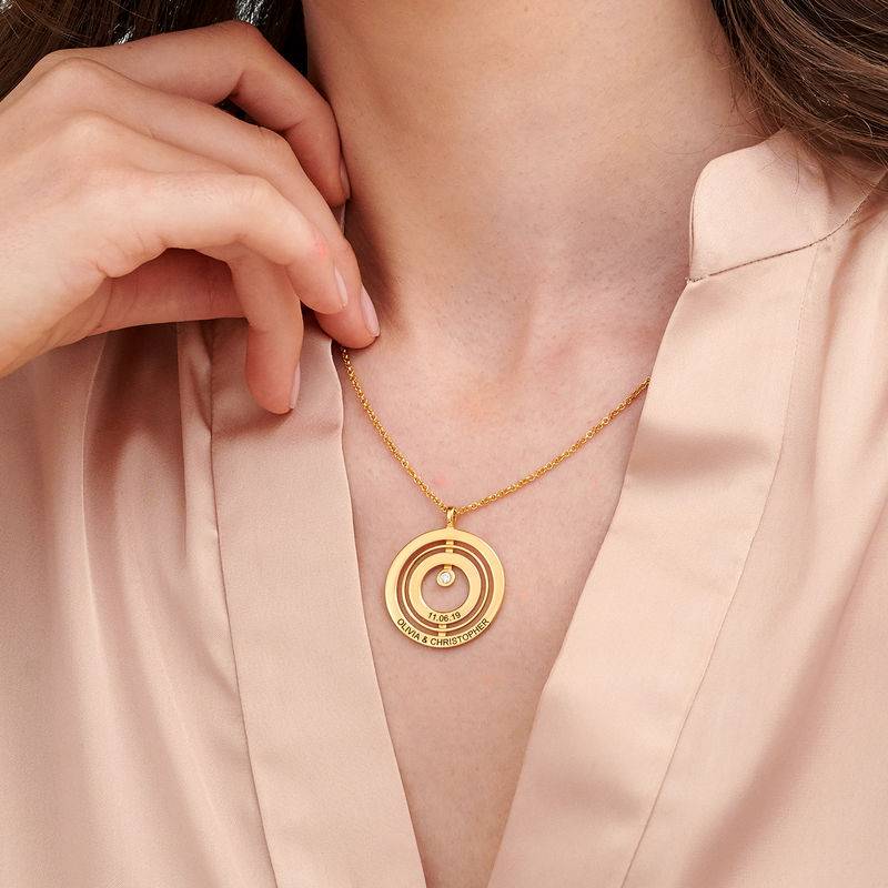 Engraved Circle of Life Necklace in Gold Plating with Diamond-3 product photo