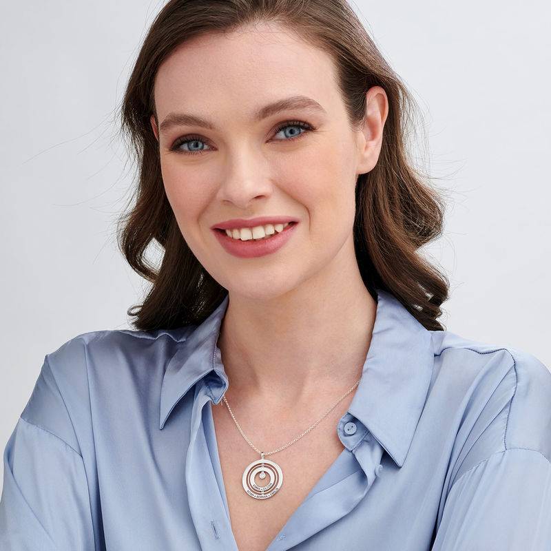 Engraved Circle of Life Necklace in Sterling Silver with Diamond-2 product photo