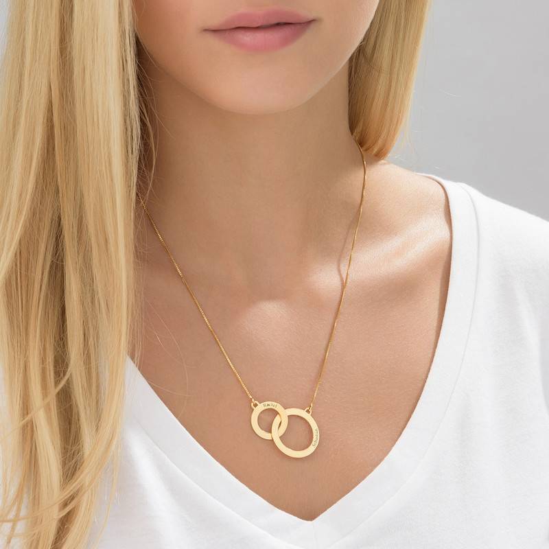 Engraved Eternity Circles Necklace in Gold Plating-2 product photo