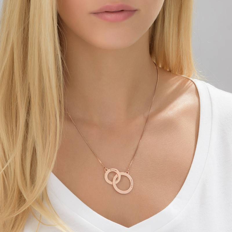 Engraved Eternity Circles Necklace in Rose Gold Plating-2 Engraved Eternity Circles Necklace in Rose Gold Plating-2 product photo