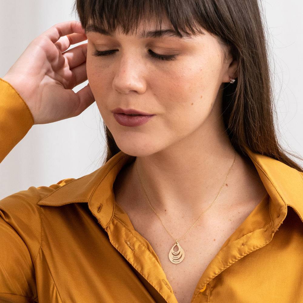 Engraved Family Necklace Drop Shaped in Gold 10K-5 product photo