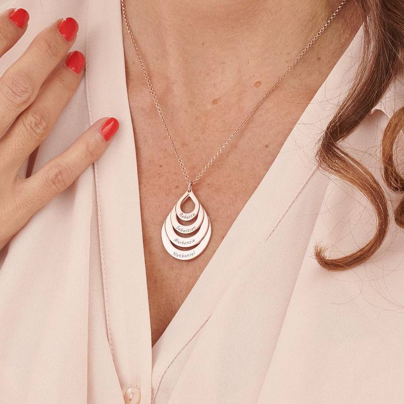 Engraved Family Necklace - Four Drops in Rose Gold Plating-4 product photo