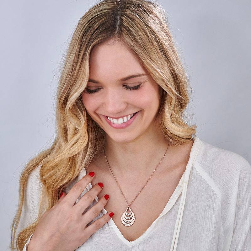Engraved Family Necklace - Four Drops in Rose Gold Plating-5 product photo