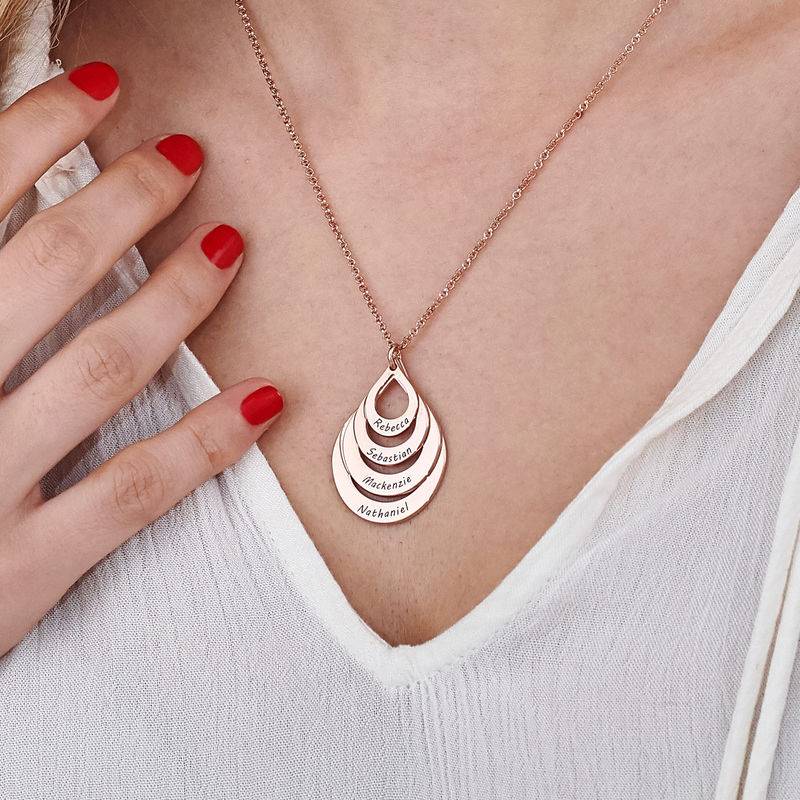 Engraved Family Necklace - Four Drops in Rose Gold Plating-6 product photo