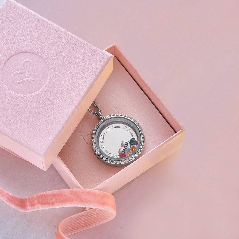 Engraved Floating Charms Locket - "For Mom or Grandma"-6 product photo