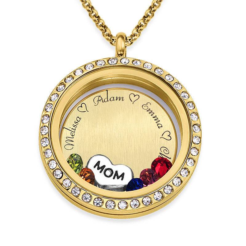Engraved Floating Charms Locket - “For Mom or Grandma” with Gold Plating-1 product photo
