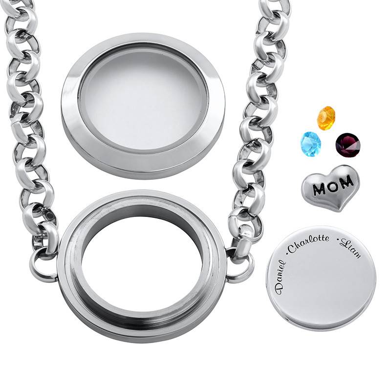 Engraved Floating Locket Stainless Steel Bracelet for Mom or Grandma-2 product photo