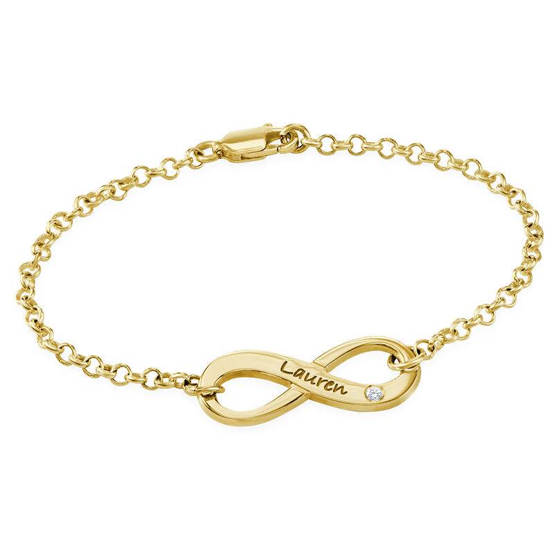 Engraved Infinity Bracelet Gold Plated with Diamond-1 product photo