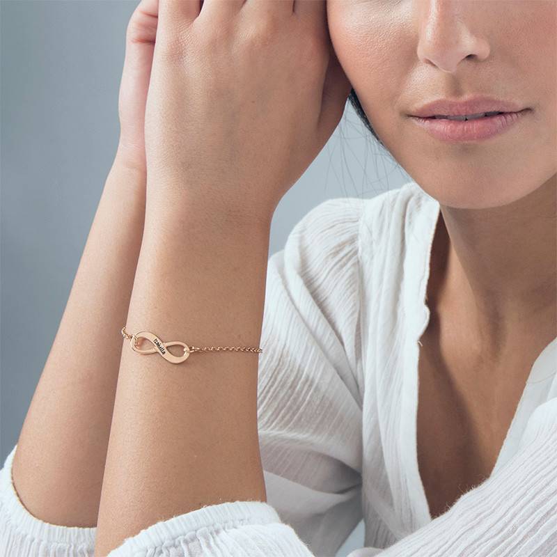 Engraved Infinity Bracelet with Rose Gold Plating-3 product photo